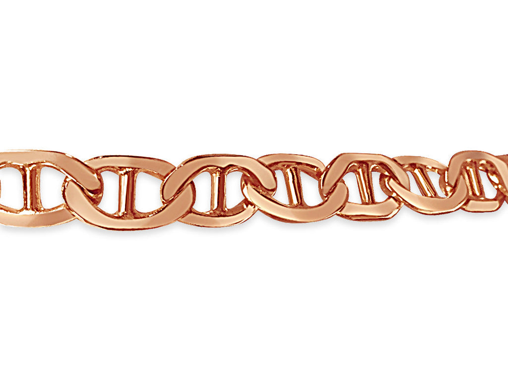 Mariner Solid White/Yellow/Rose Gold Handmade Bracelet , 8mm, 6.5-10 Inch