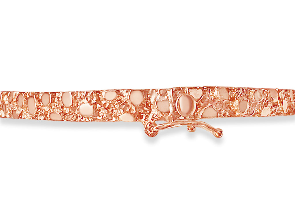 Nugget Bangle Solid White/Yellow/Rose Gold Handmade Bracelet , 5mm, 6.5-10 Inch