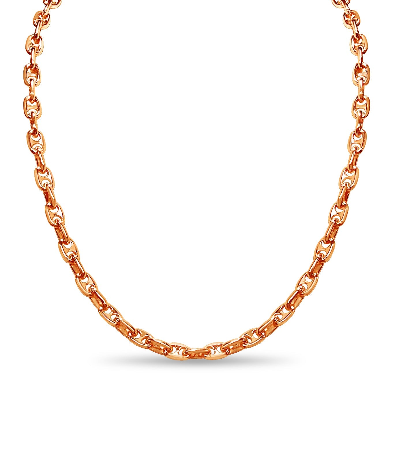 Anchor Mariner Solid White/Yellow/Rose Gold Handmade Necklace , 5mm, 16-30 Inch