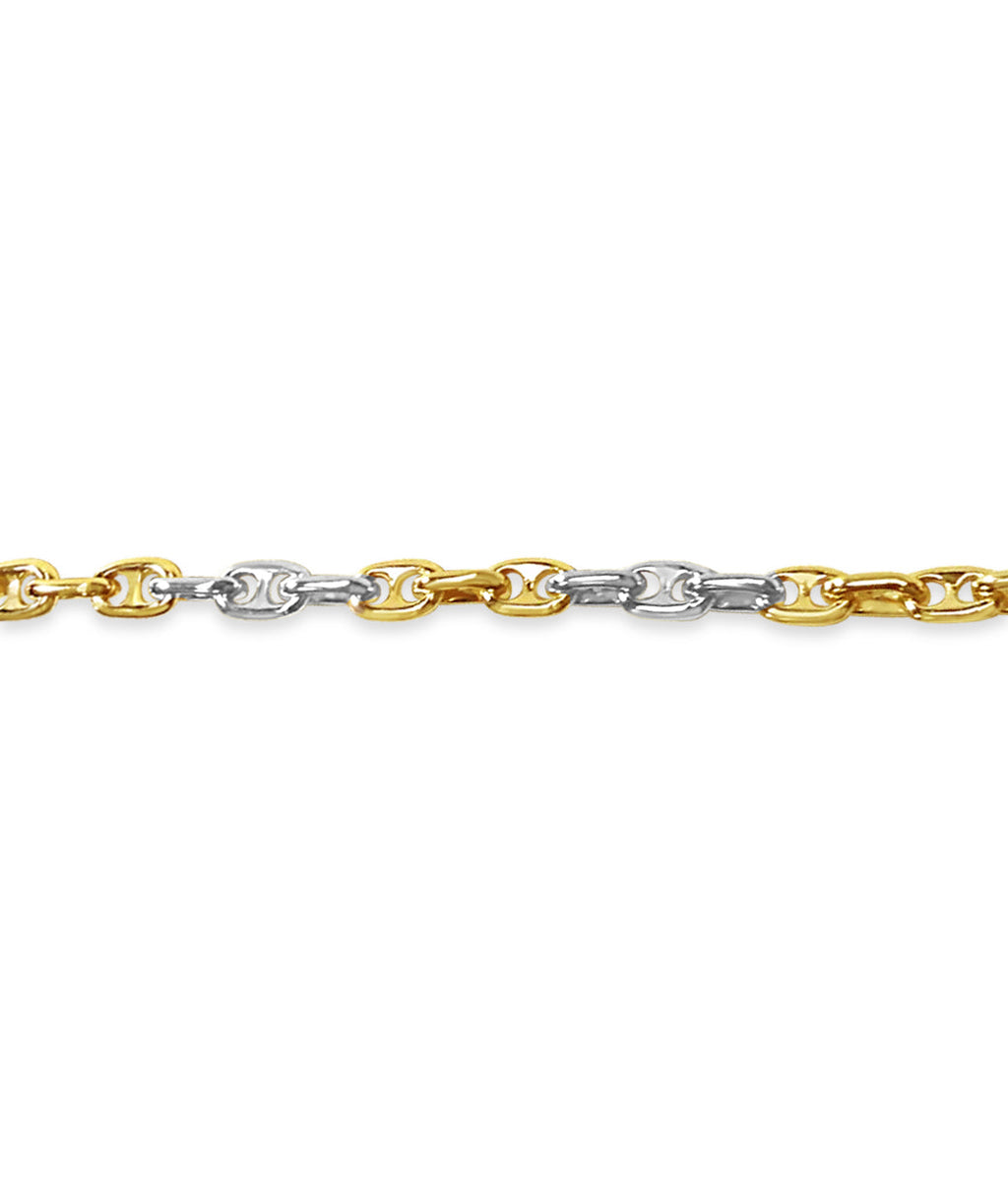 Anchor Mariner Solid White/Yellow/Rose Gold Handmade Bracelet , 5mm, 6.5-10 Inch