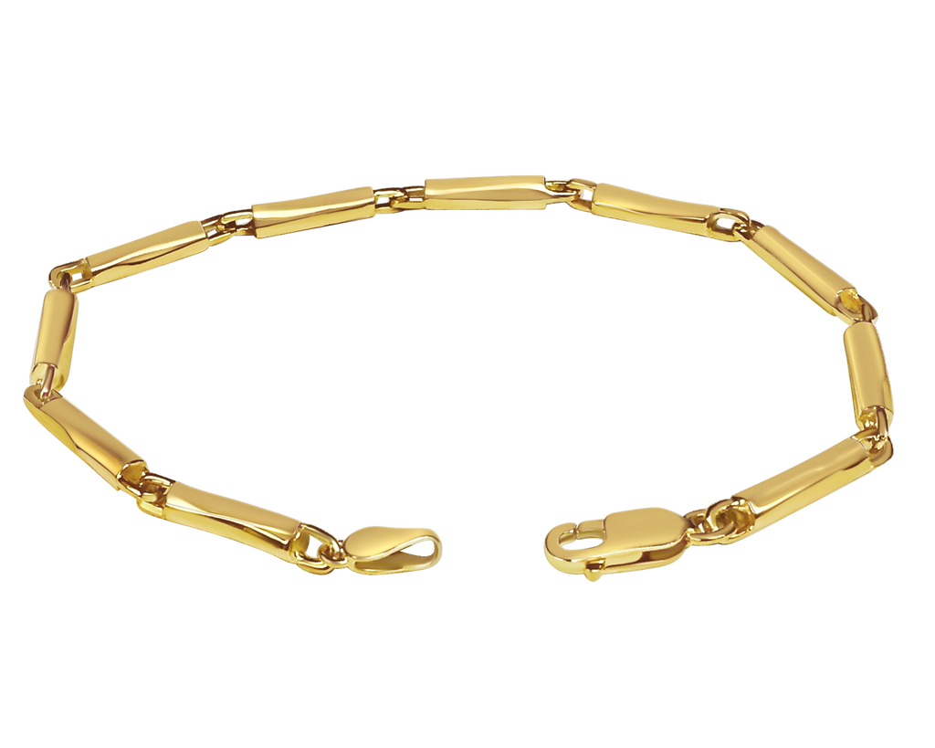 Cylinder Tube Solid White/Yellow/Rose Gold Handmade Bracelet , 4mm, 6.5-10 Inch