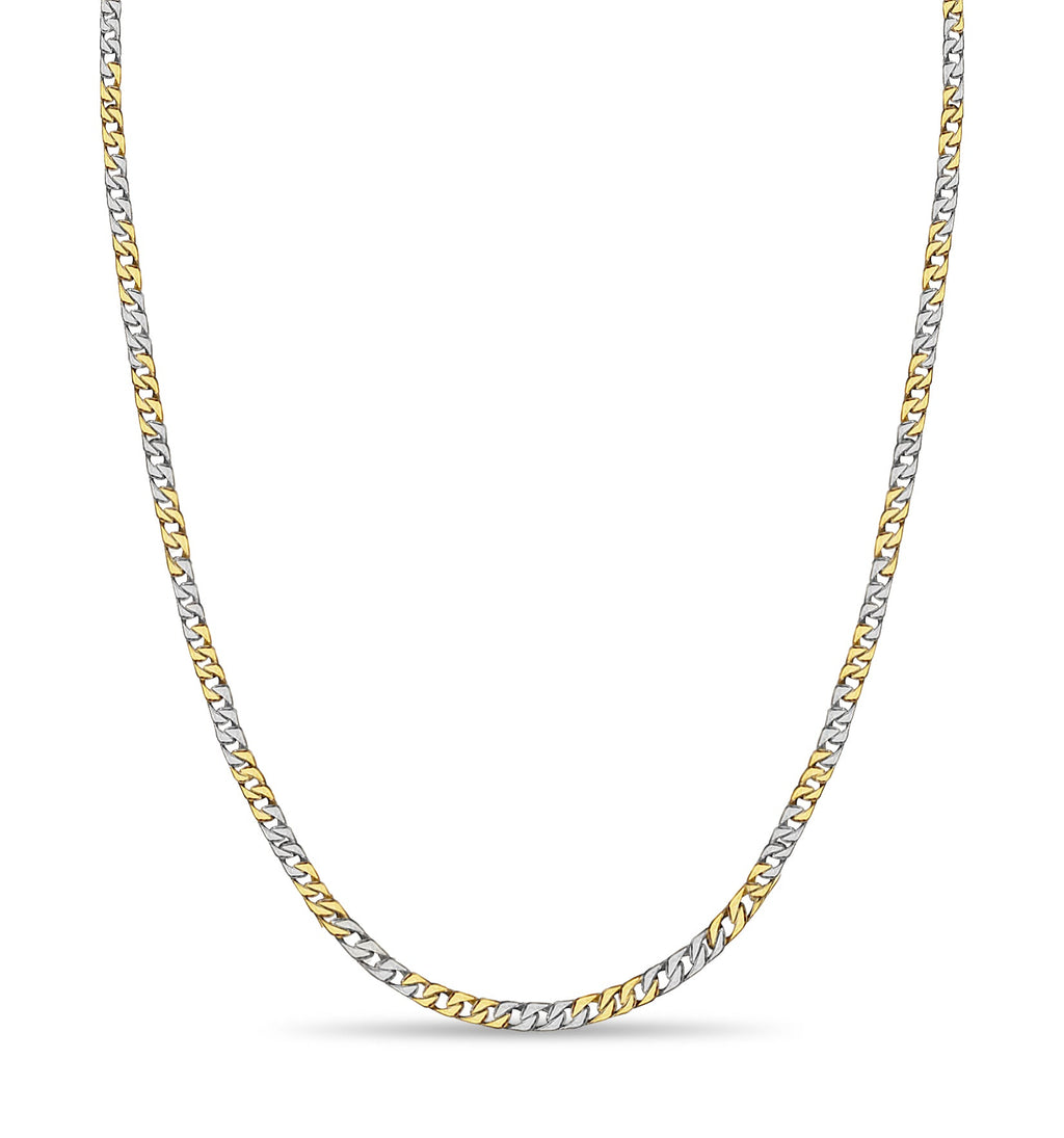 Curb Solid White/Yellow/Rose Gold Handmade Necklace , 9mm, 16-30 Inch