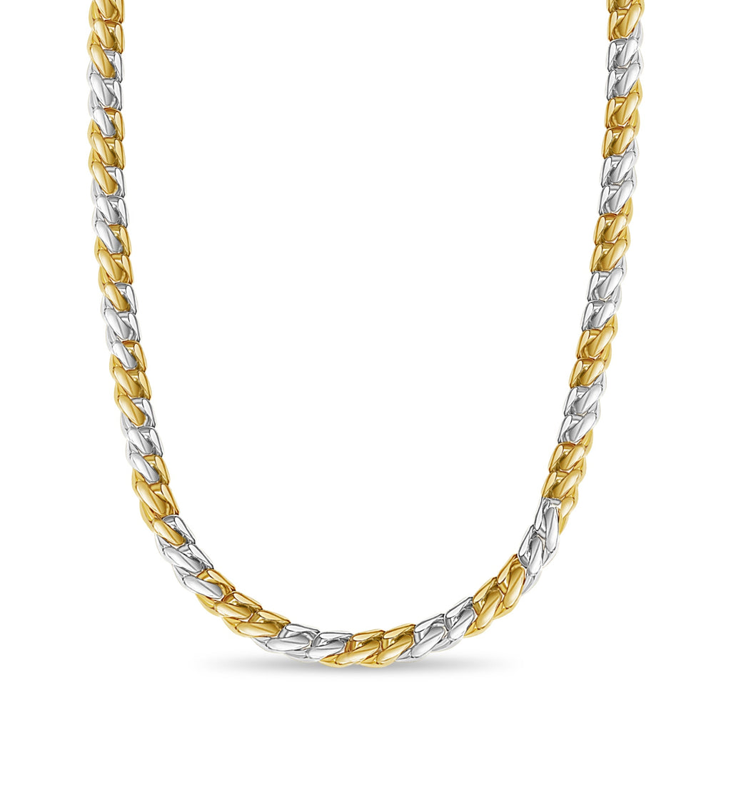 Miami Cuban Solid White/Yellow/Rose Gold Handmade Necklace , 13mm, 16-30 Inch