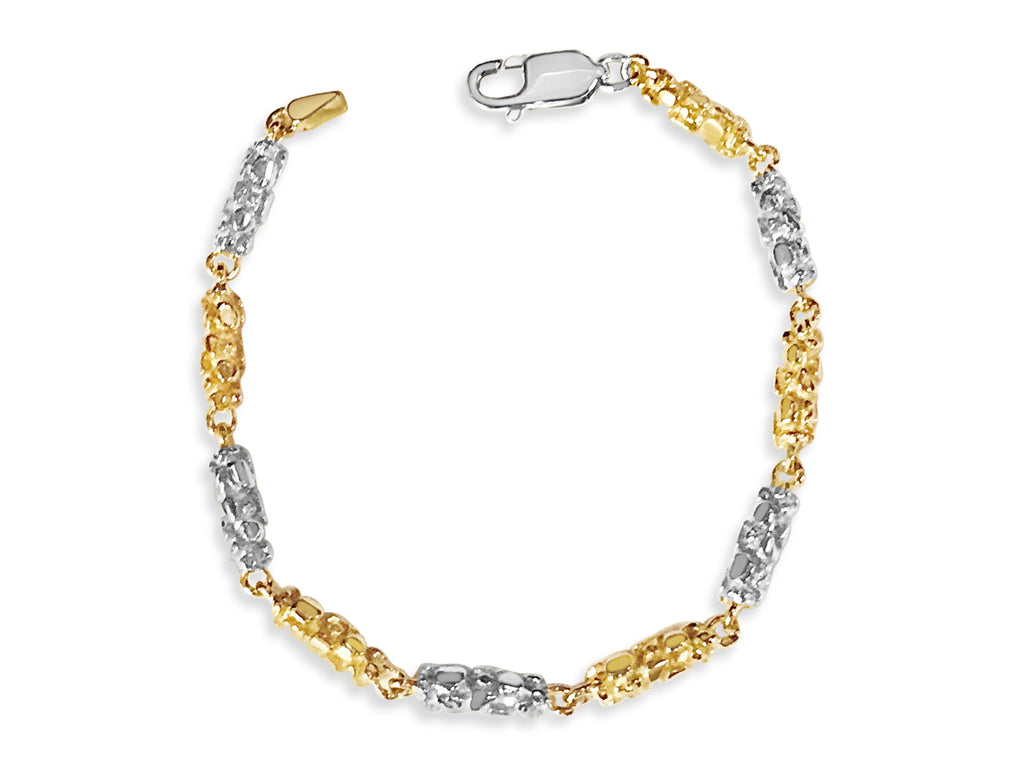 Nugget Solid White/Yellow/Rose Gold Handmade Bracelet , 5mm, 6.5-10 Inch