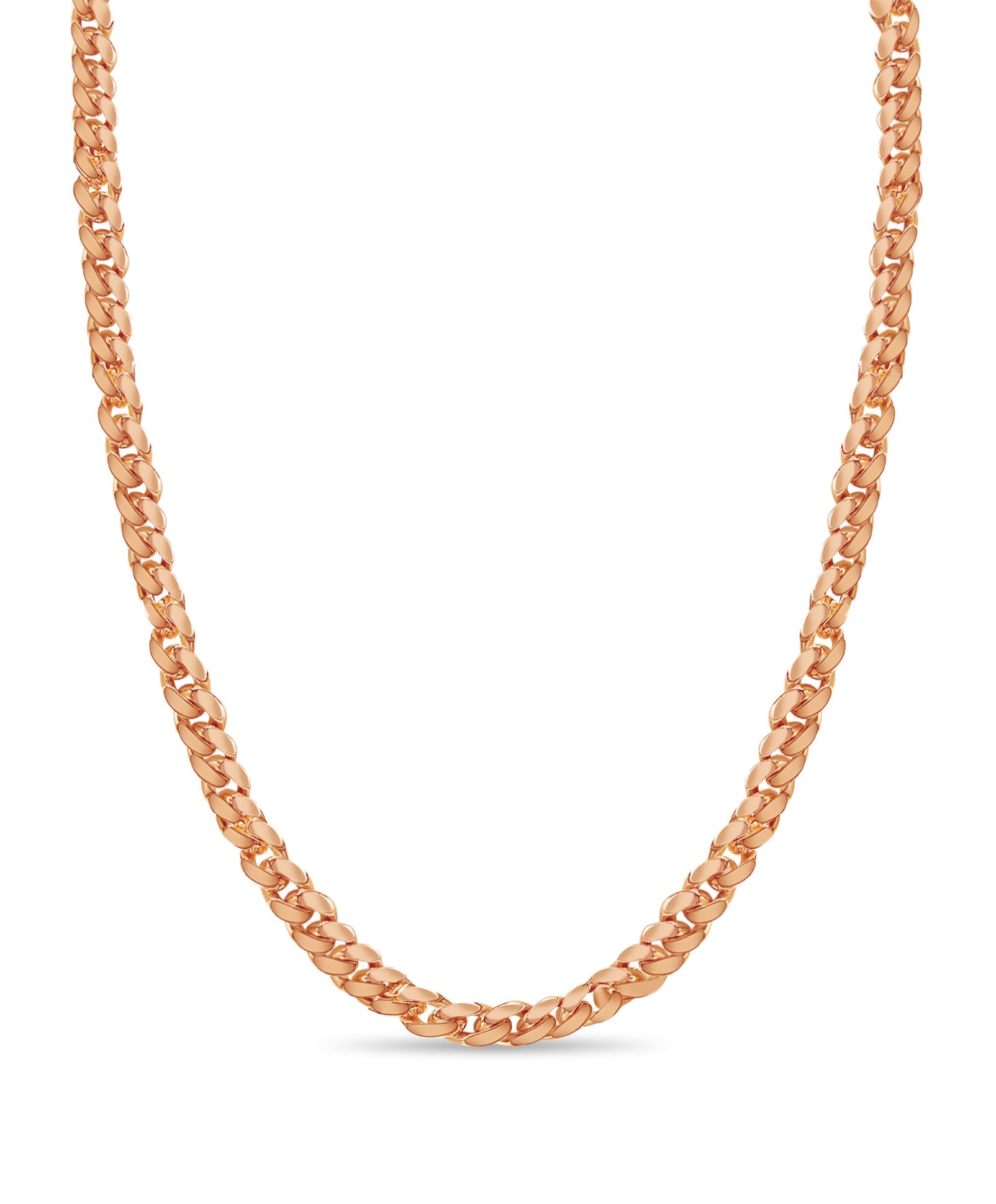 Curb Solid White/Yellow/Rose Gold Handmade Necklace , 15mm, 16-30 Inch