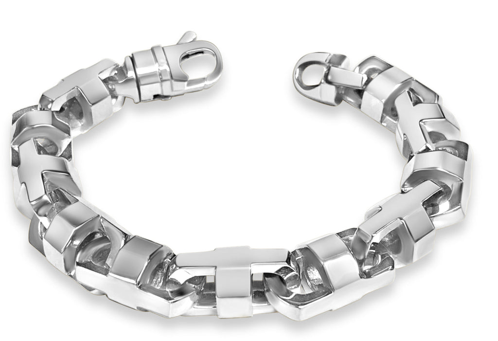 Anchor Mariner Solid White/Yellow/Rose Gold Handmade Bracelet , 15mm, 6.5-10 Inch