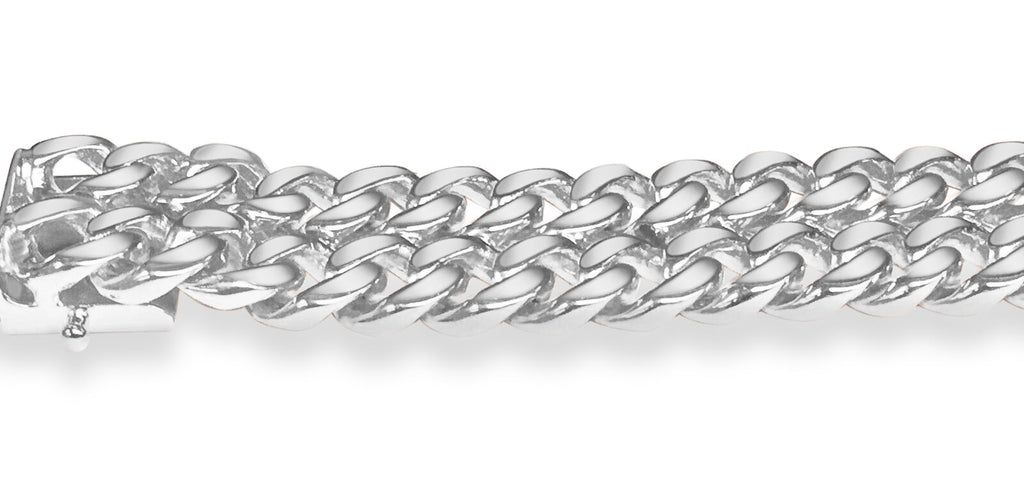 ID Curb Solid White/Yellow/Rose Gold Handmade Bracelet , 16mm, 6.5-10 Inch