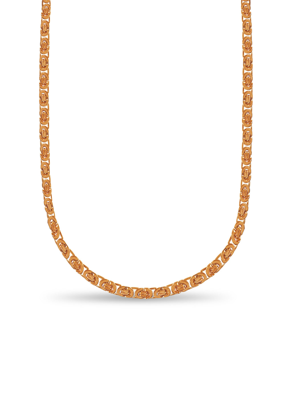 Flat Byzantine Solid White/Yellow/Rose Gold Handmade Necklace , 11mm, 16-30 Inch