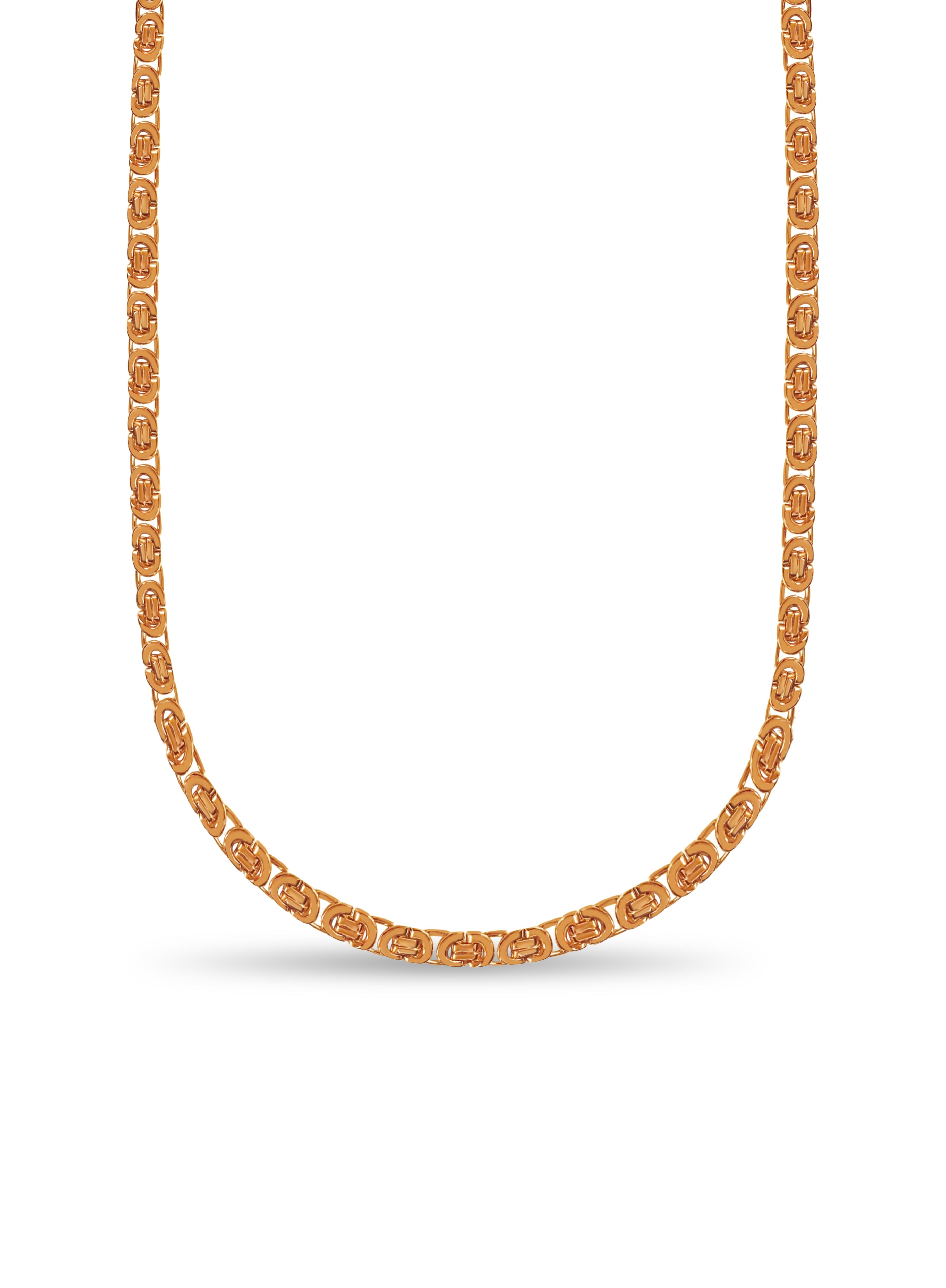 Flat Byzantine Solid White/Yellow/Rose Gold Handmade Necklace , 11mm, 16-30 Inch