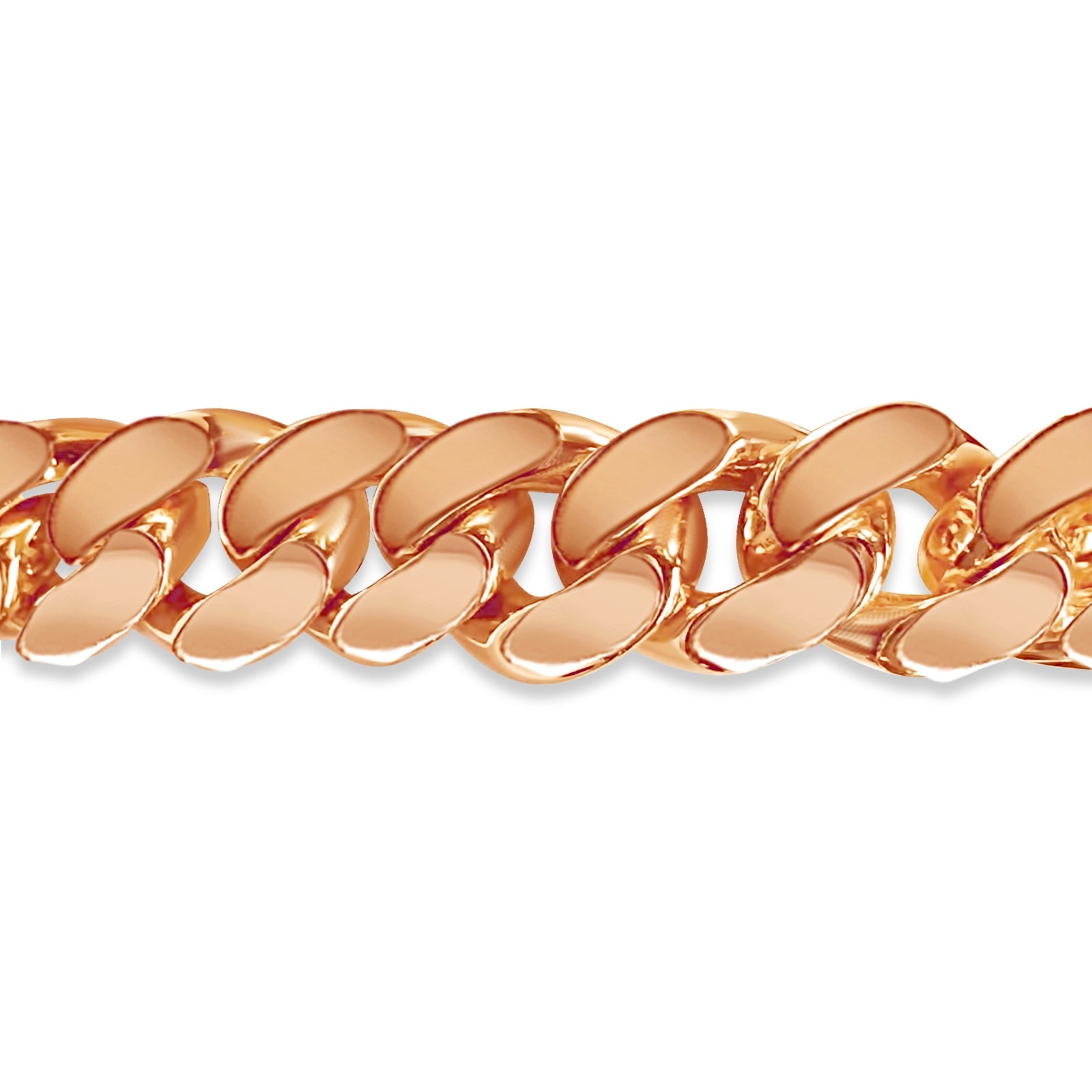 Curb Solid White/Yellow/Rose Gold Handmade Necklace , 15mm, 16-30 Inch