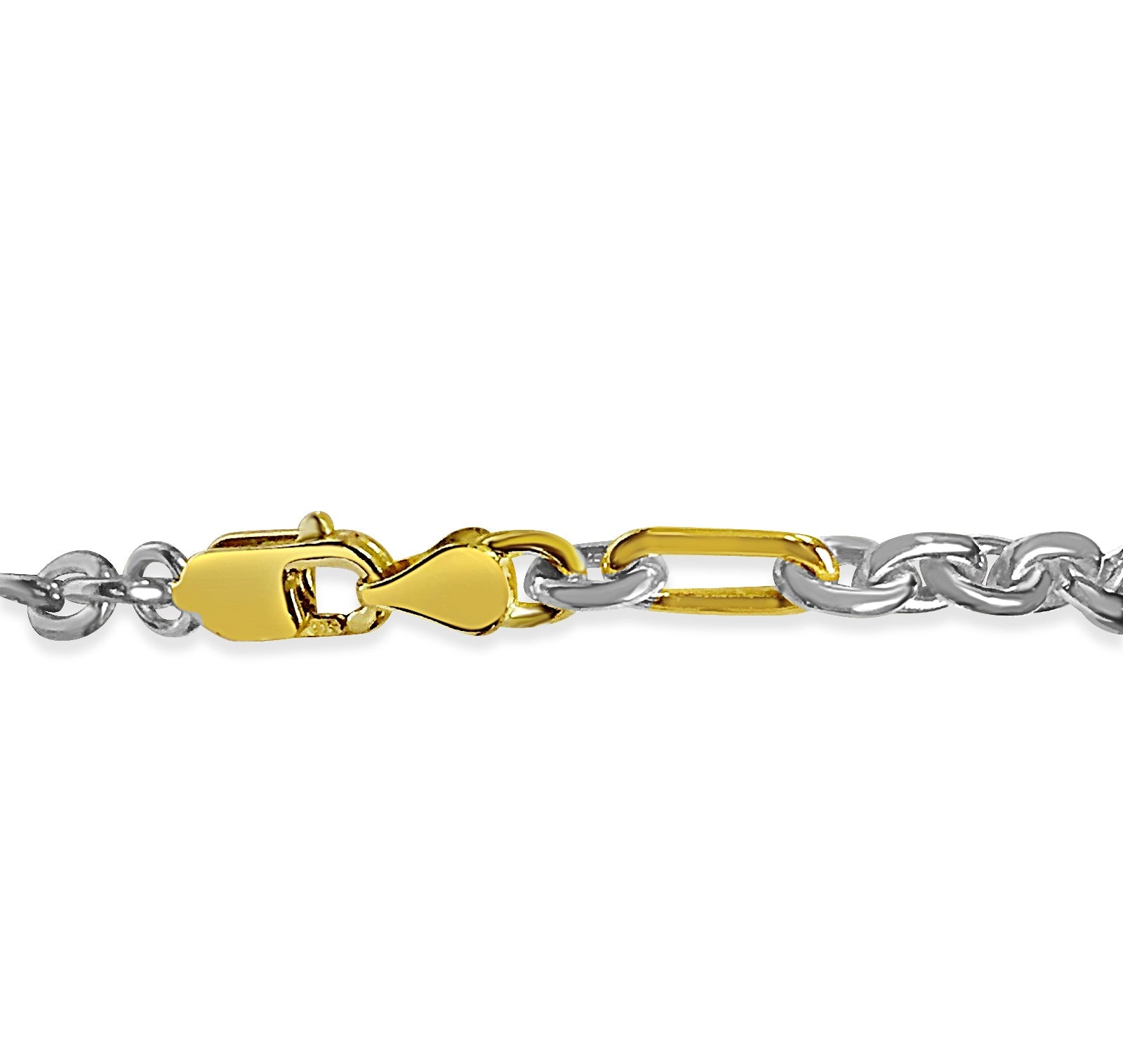 Rolo (Figaro) Solid White/Yellow/Rose Gold Handmade Necklace , 5mm, 16-30 Inch
