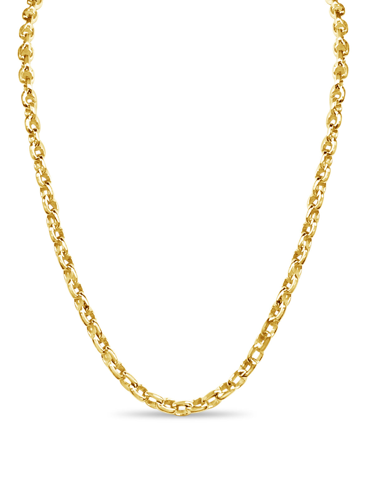 Fancy Rolo Solid White/Yellow/Rose Gold Handmade Necklace , 6mm, 16-30 Inch
