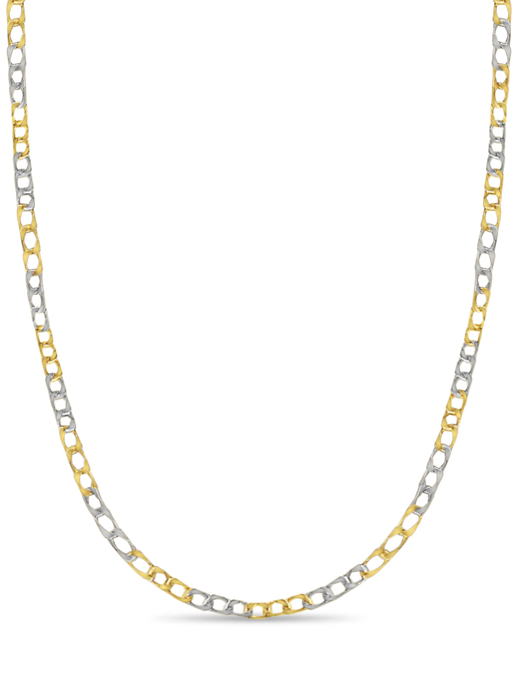 Curb Solid White/Yellow/Rose Gold Handmade Necklace , 10mm, 16-30 Inch