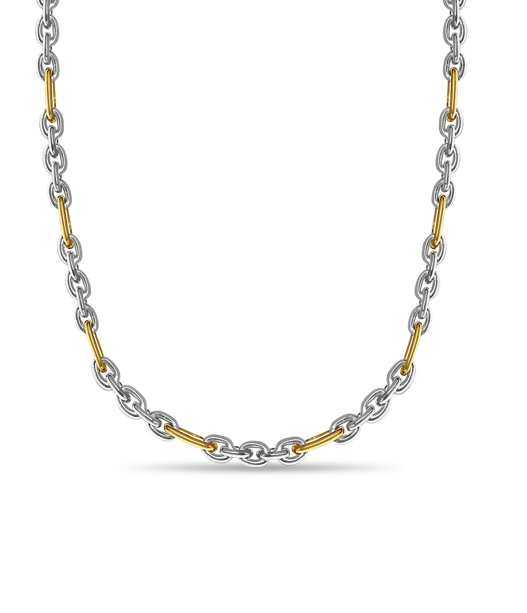 Rolo (Figaro) Solid White/Yellow/Rose Gold Handmade Necklace , 5mm, 16-30 Inch