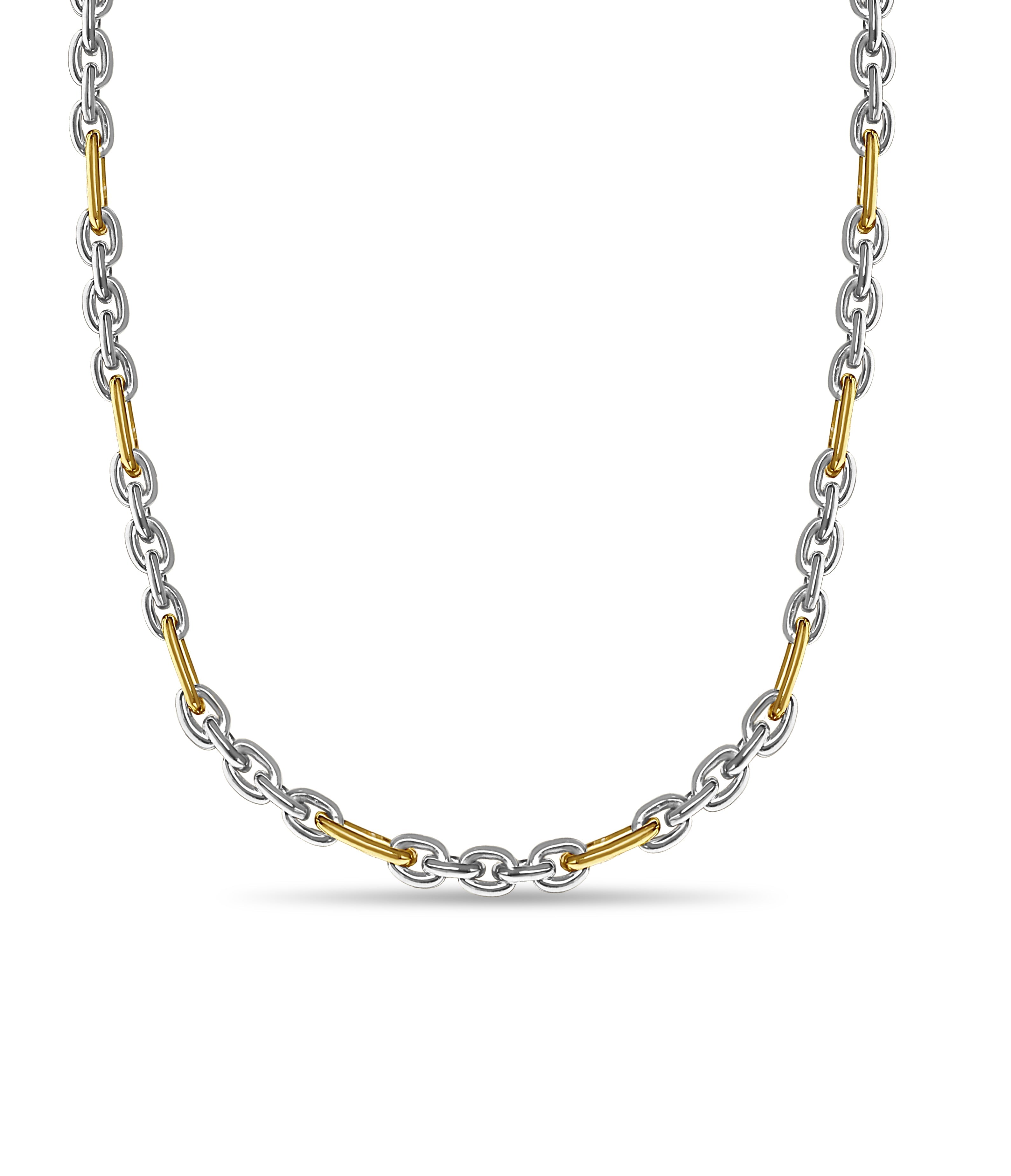 Rolo (Figaro) Solid White/Yellow/Rose Gold Handmade Necklace , 5mm, 16-30 Inch