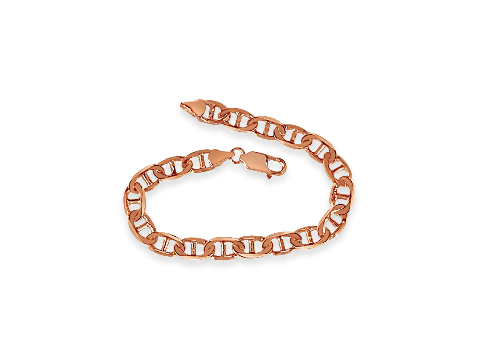 Mariner Solid White/Yellow/Rose Gold Handmade Bracelet , 8mm, 6.5-10 Inch