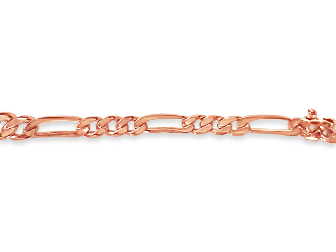 Figaro Solid White/Yellow/Rose Gold Handmade Bracelet , 5mm, 6.5-10 Inch