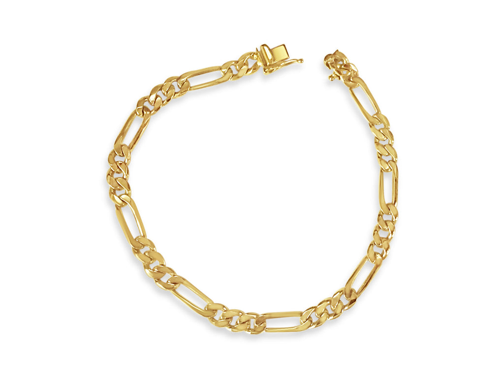 Figaro Solid White/Yellow/Rose Gold Handmade Bracelet , 5mm, 6.5-10 Inch