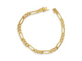 Figaro Solid White/Yellow/Rose Gold Handmade Bracelet , 5mm, 6.5-10 Inch
