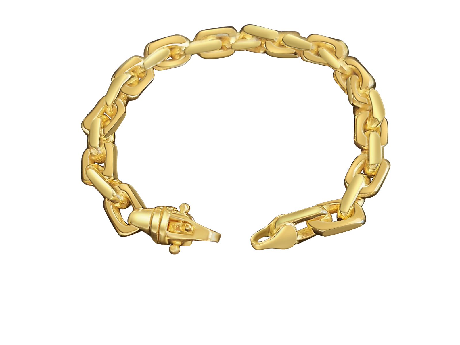 Fancy Rolo Solid White/Yellow/Rose Gold Handmade Bracelet , 8mm, 6.5-10 Inch
