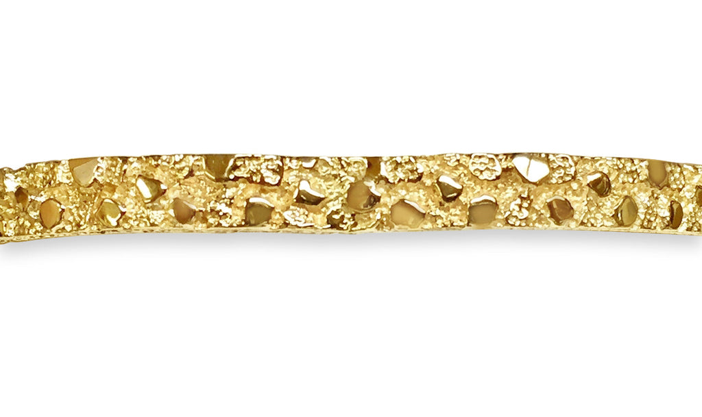 Nugget Bangle Solid White/Yellow/Rose Gold Handmade Bracelet , 7mm, 6.5-10 Inch