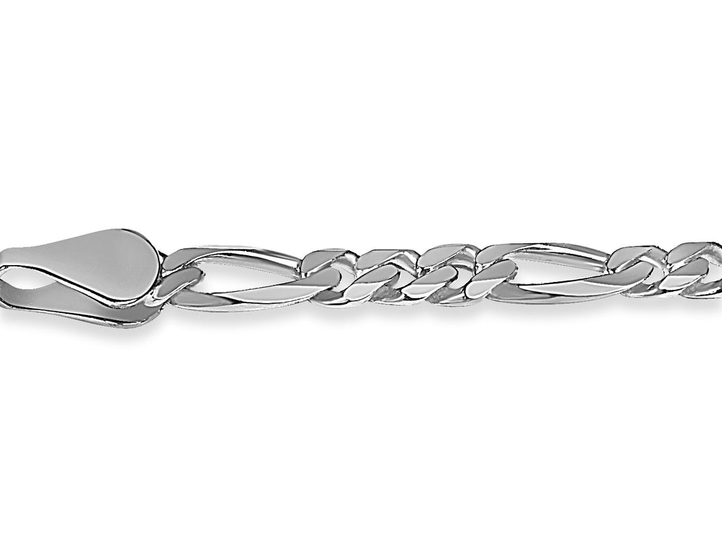 Figaro Solid White/Yellow/Rose Gold Handmade Bracelet , 5mm, 6.5-10 Inch