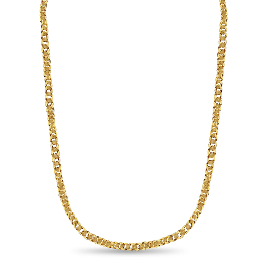 Curb Solid White/Yellow/Rose Gold Handmade Necklace , 15mm, 16-30 Inch