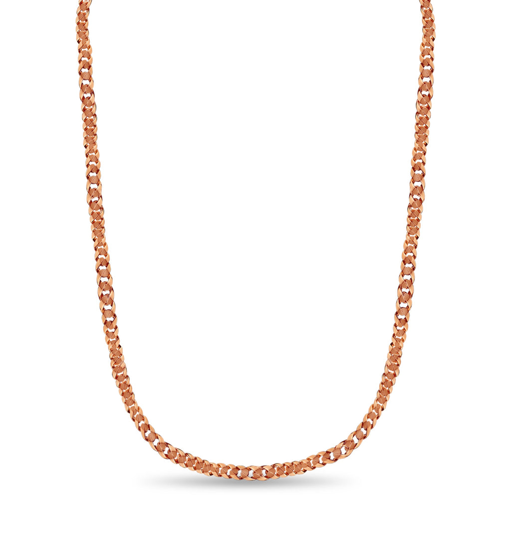 Curb Solid White/Yellow/Rose Gold Handmade Necklace , 15mm, 16-30 Inch