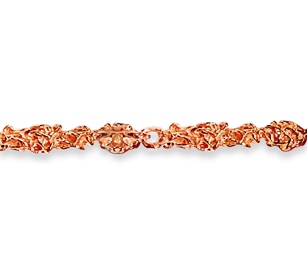 Nugget Solid White/Yellow/Rose Gold Handmade Bracelet , 5mm, 6.5-10 Inch