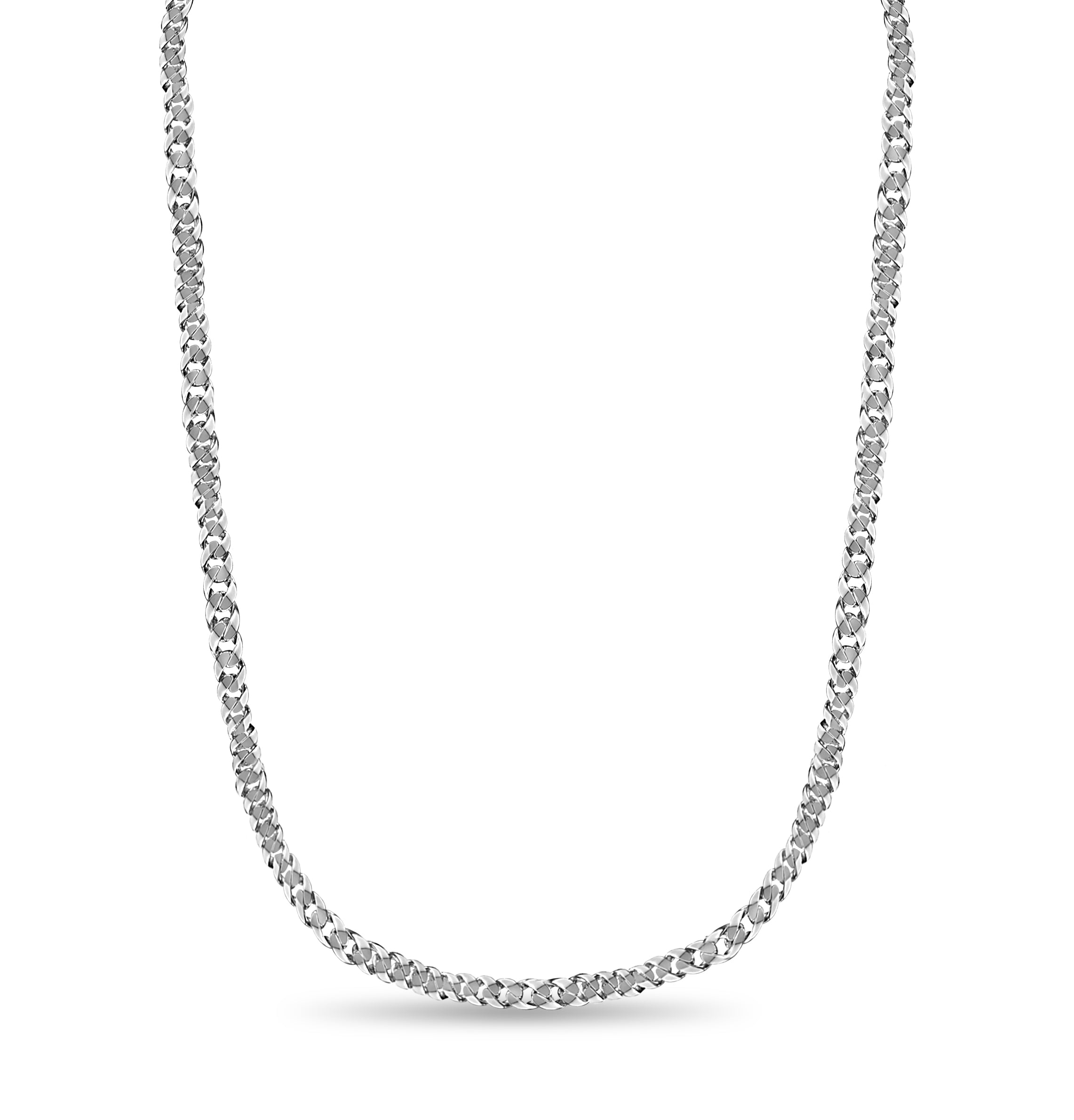 Curb Solid White/Yellow/Rose Gold Handmade Necklace , 15mm, 16-30 Inch