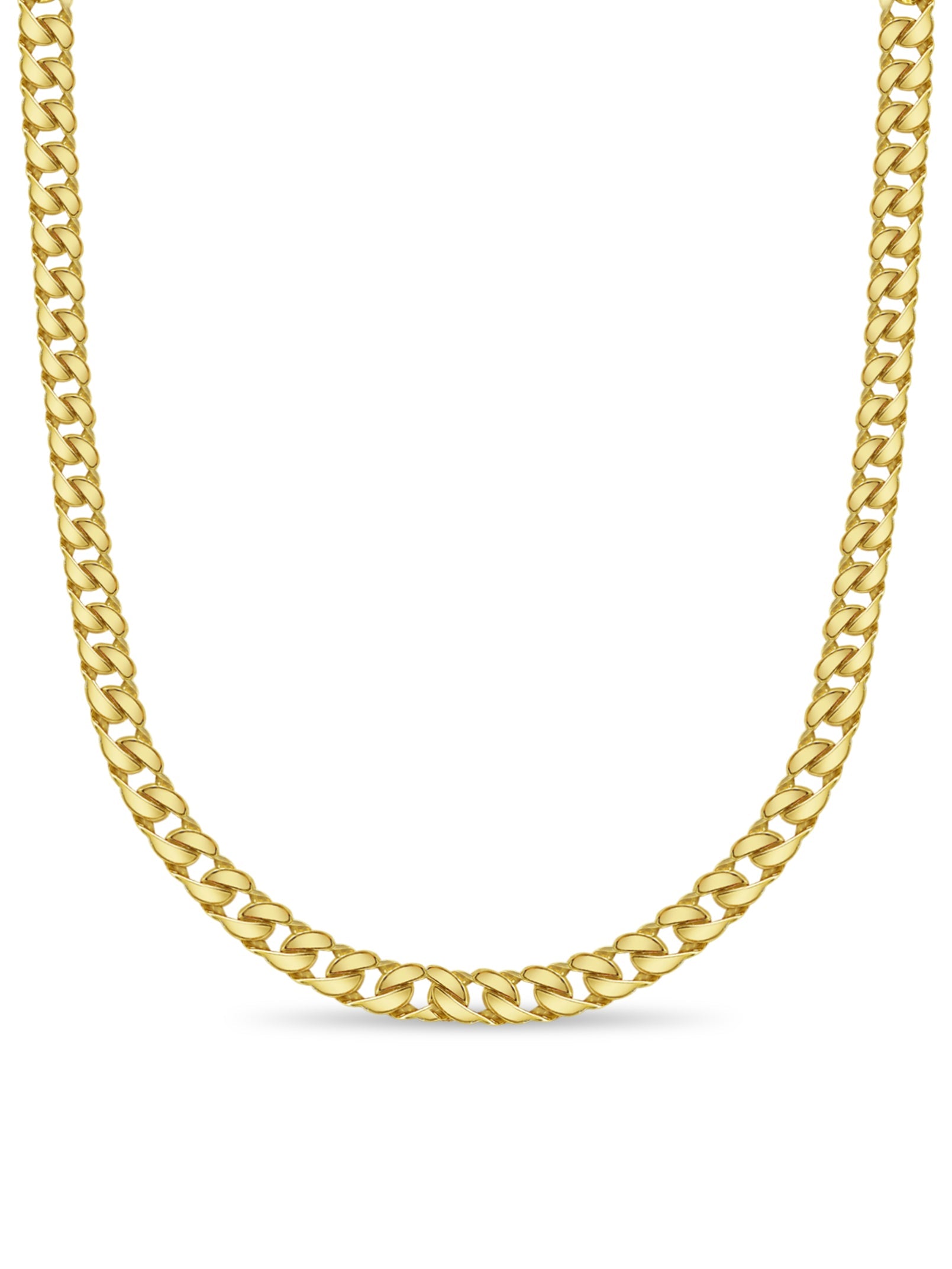 Curb Solid White/Yellow/Rose Gold Handmade Necklace , 20mm, 16-30 Inch