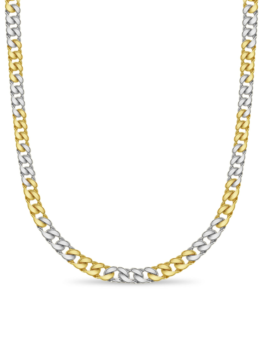 Curb Solid White/Yellow/Rose Gold Handmade Necklace , 20mm, 16-30 Inch