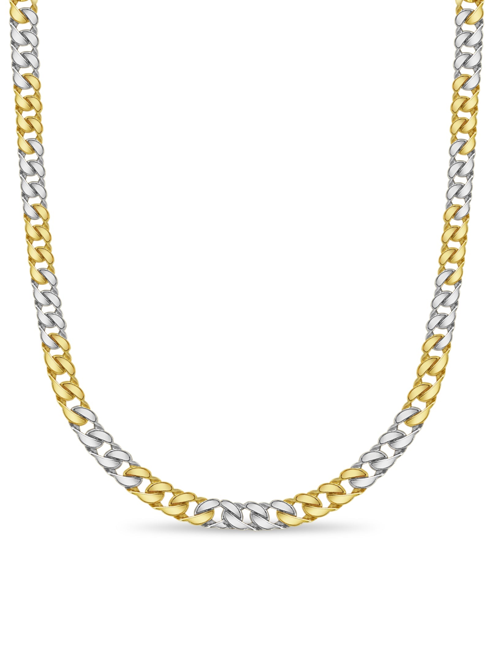 Curb Solid White/Yellow/Rose Gold Handmade Necklace , 20mm, 16-30 Inch