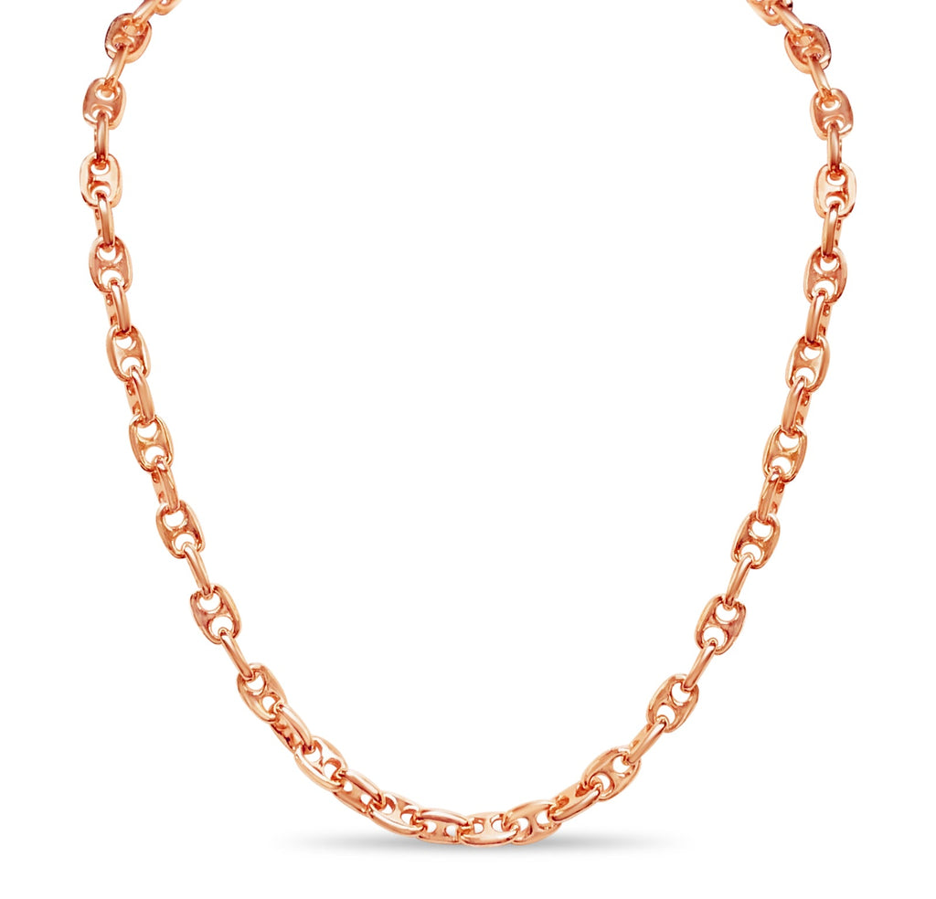 Anchor Mariner Solid White/Yellow/Rose Gold Handmade Necklace , 8mm, 16-30 Inch