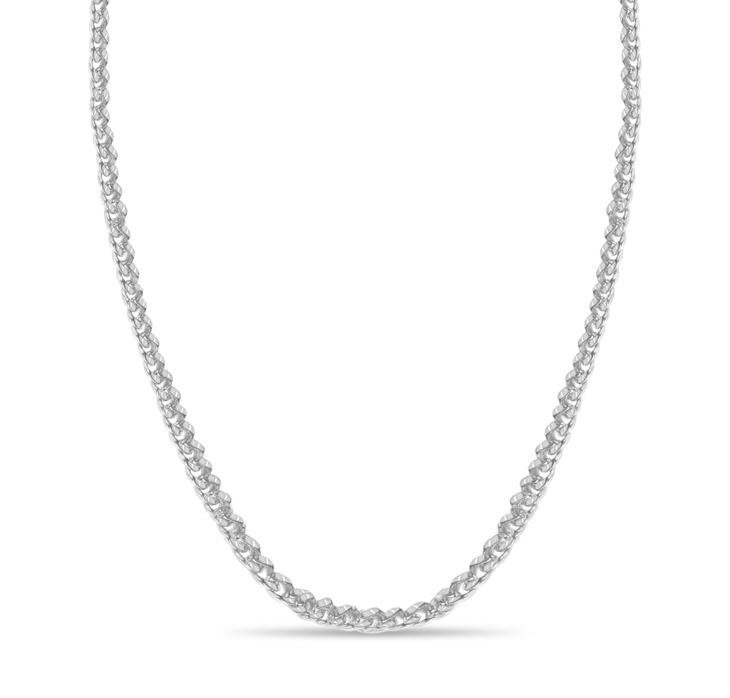 Curb Solid White/Yellow/Rose Gold Handmade Necklace , 8mm, 16-30 Inch
