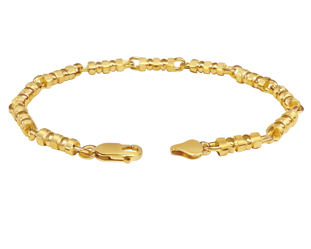 Bead Solid White/Yellow/Rose Gold Handmade Bracelet , 5mm, 6.5-10 Inch