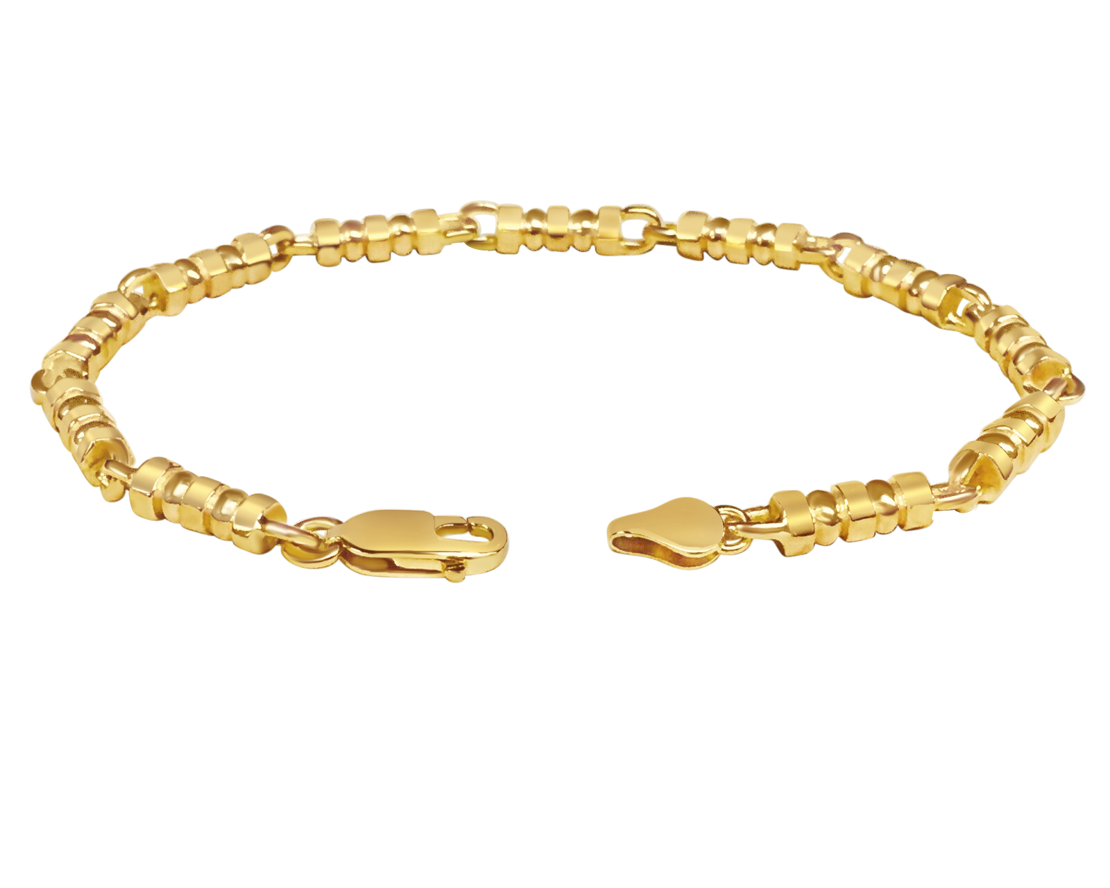 Bead Solid White/Yellow/Rose Gold Handmade Bracelet , 5mm, 6.5-10 Inch