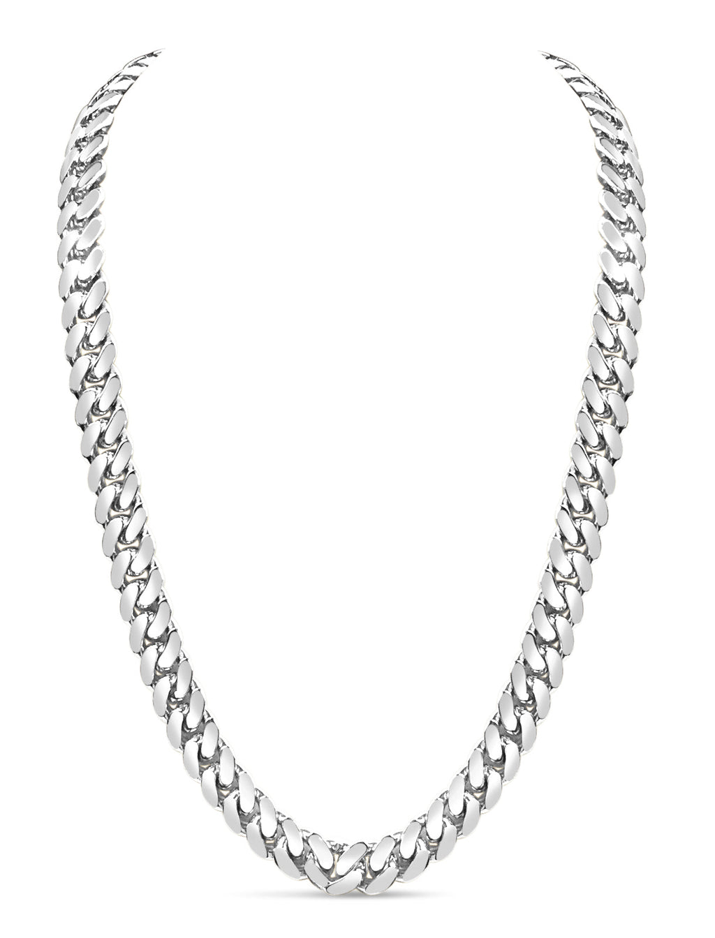 Miami Cuban Solid White/Yellow/Rose Gold Handmade Necklace , 13mm, 16-30 Inch
