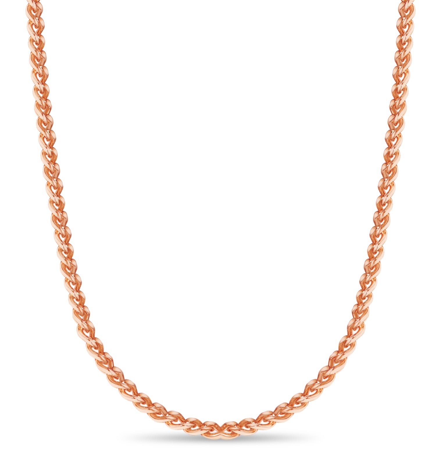 Curb Solid White/Yellow/Rose Gold Handmade Necklace , 8mm, 16-30 Inch