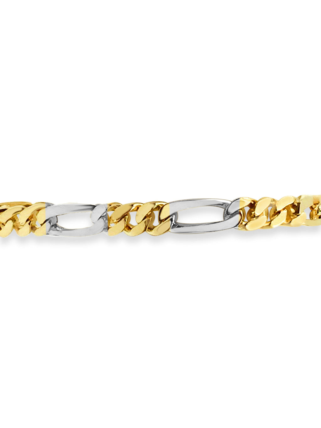 Figaro Solid White/Yellow/Rose Gold Handmade Bracelet , 7mm, 6.5-10 Inch