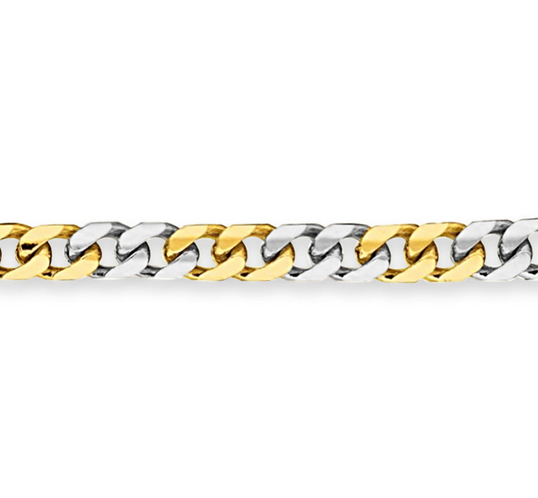 Miami Cuban Solid White/Yellow/Rose Gold Handmade Bracelet , 7mm, 6.5-10 Inch