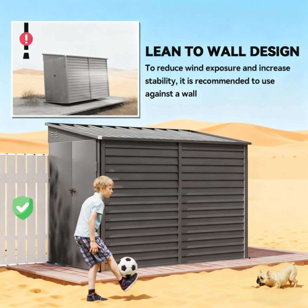 [05X09FT] Alora Heavy-Duty Outdoor Galvanized Steel Storage Shed With Lockable Doors (SAK80637)