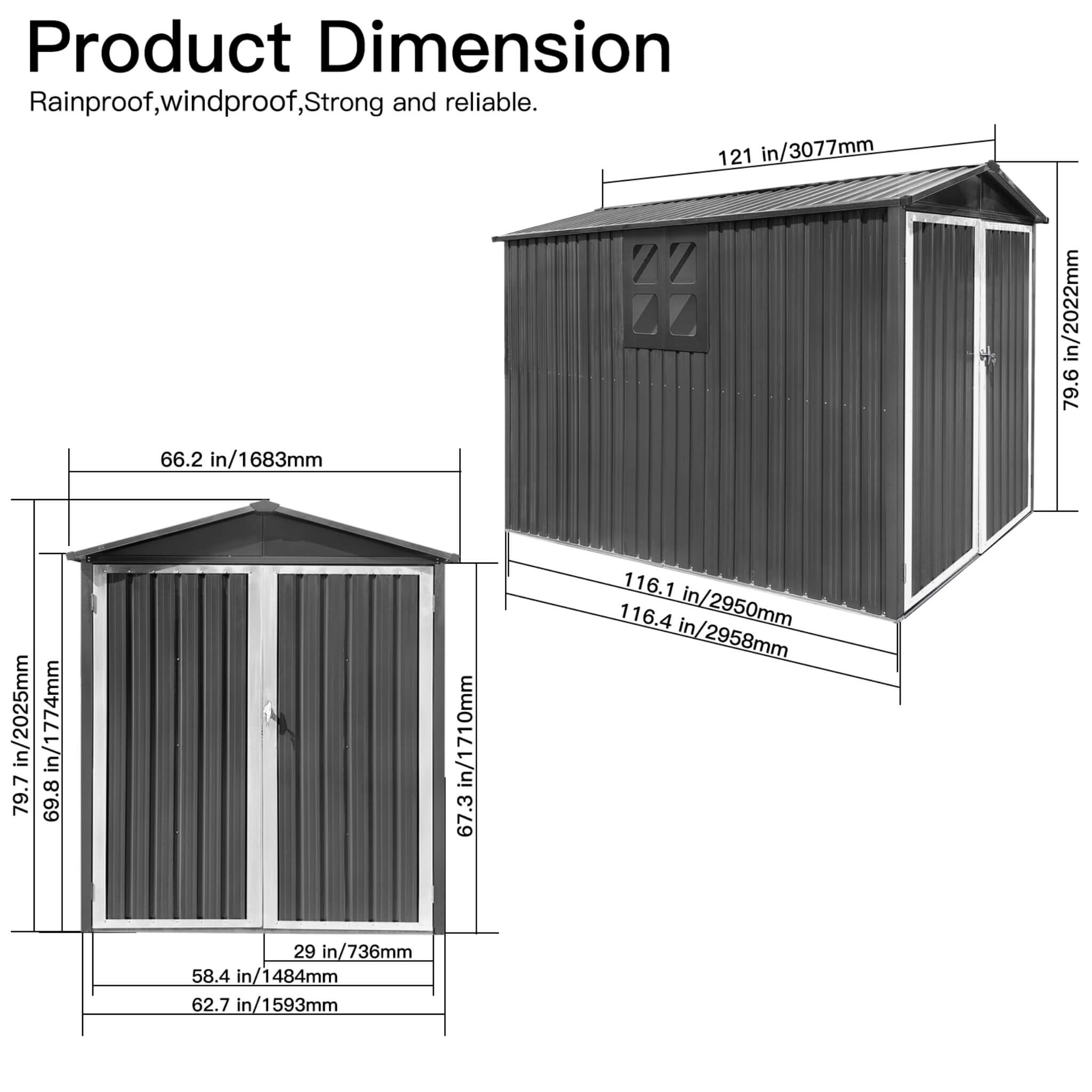 [05X10FT] Alora Large Weatherproof Outdoor Motocycle And Tools Storage Shed (SAK91642)