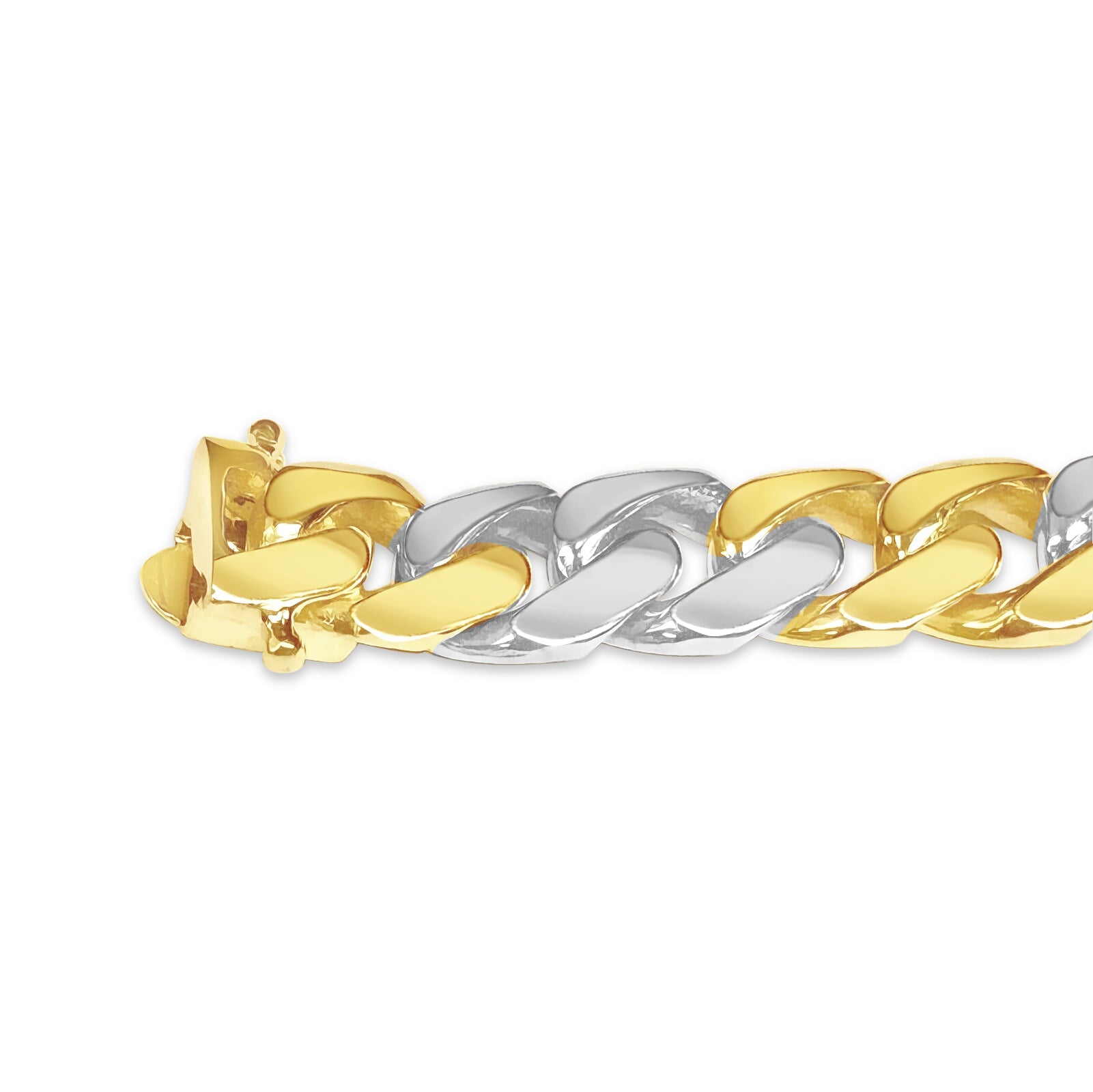 Miami Cuban Solid White/Yellow/Rose Gold Handmade Bracelet , 11mm, 6.5-10 Inch