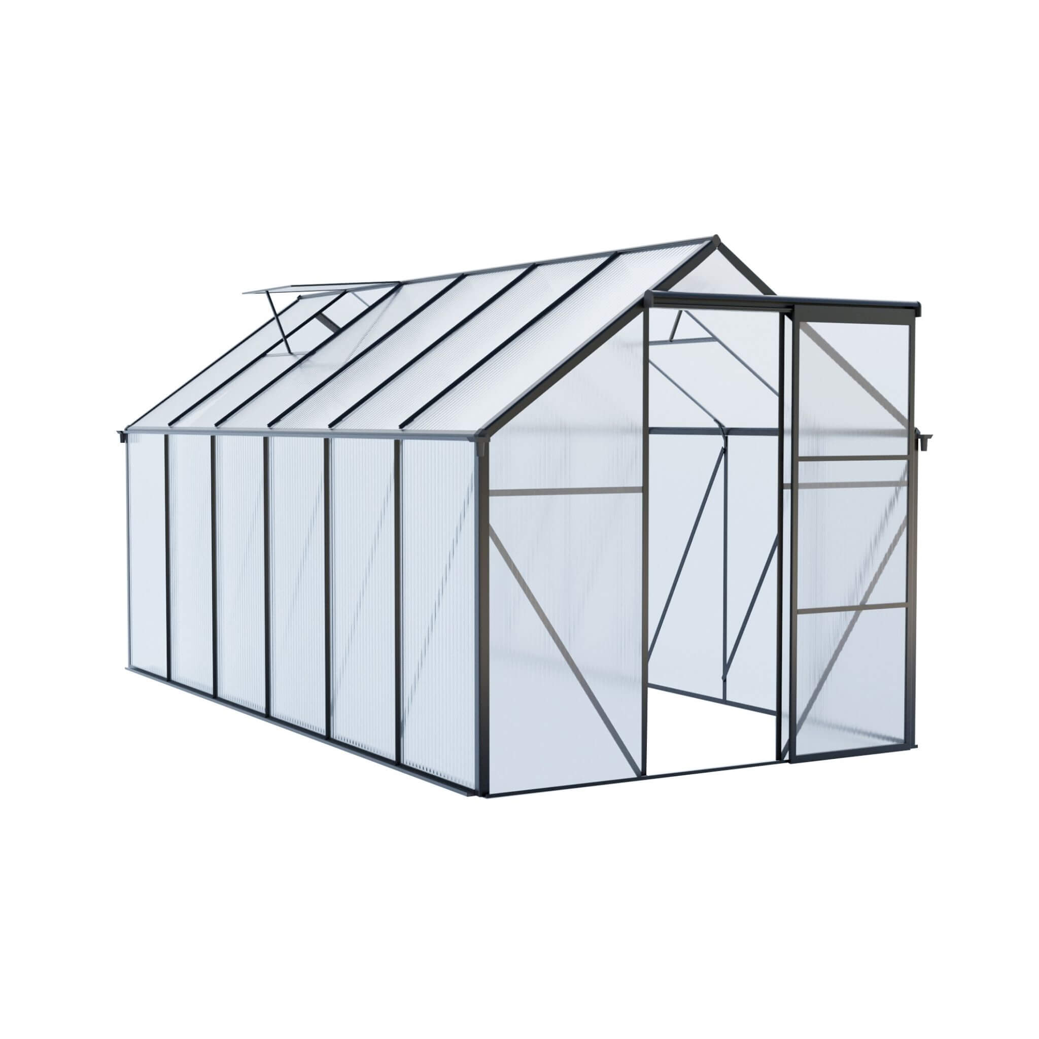 [06X12FT] Heavy-Duty Black Polycarbonate Greenhouse With Raised Base And Anchor (SAK92451)