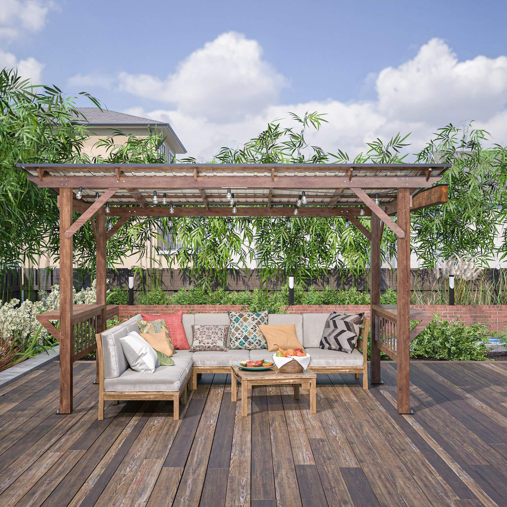 [06X13FT] Alora Durable Outdoor Hardtop BBQ Grill Shelter Gazebo With Shelves (SAK65420)
