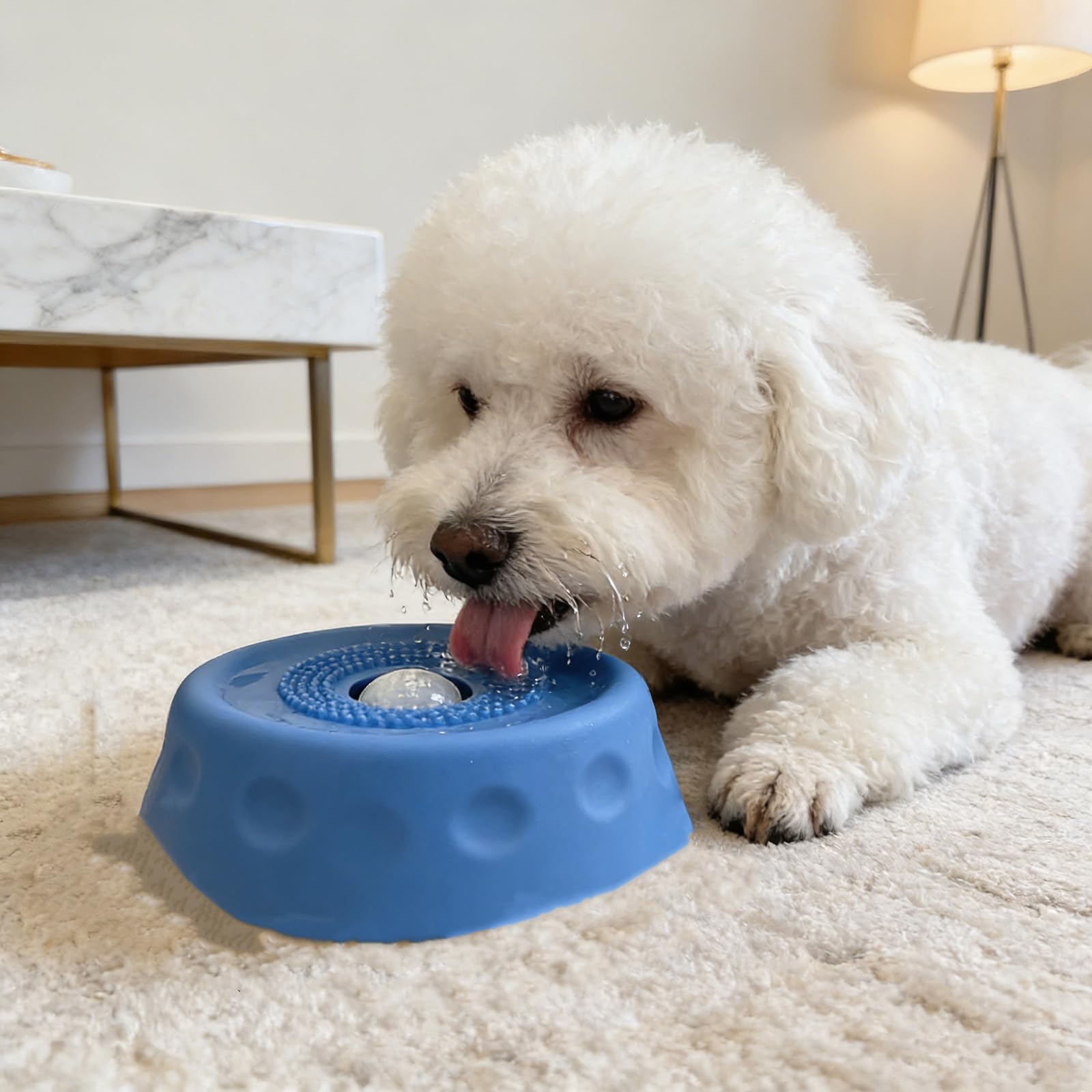 Dog Lick Bowl With Ball,Lick Ball Bowl For Dogs,Dog Licking Bowl With Rolling Ball,Slow Feeder Ball Bowl To Slow Pet Eating,Rolling Ball Dog Bowl Give Pet More Time To Enjoy Eating