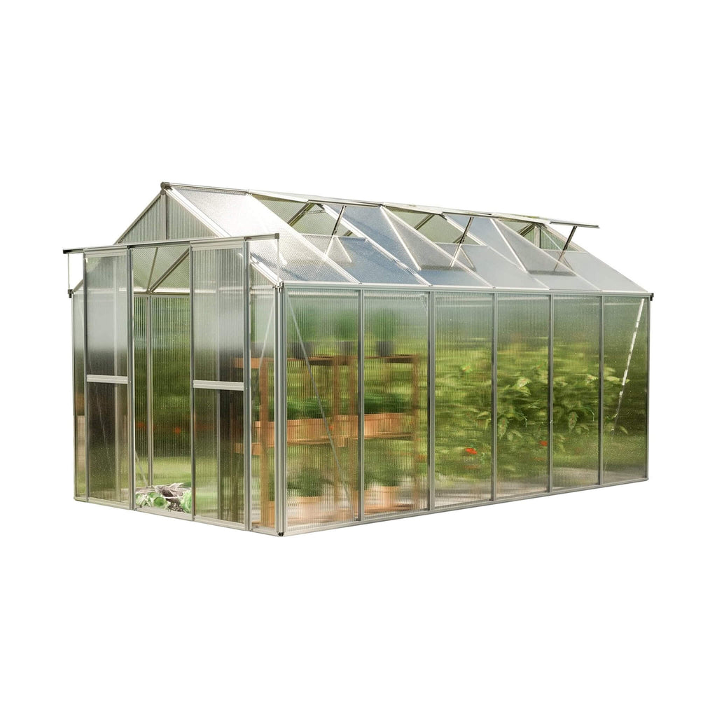 [08X12FT] Heavy-Duty Polycarbonate Outdoor Greenhouse With Aluminum Frame And Sliding Doors (SAK90426)