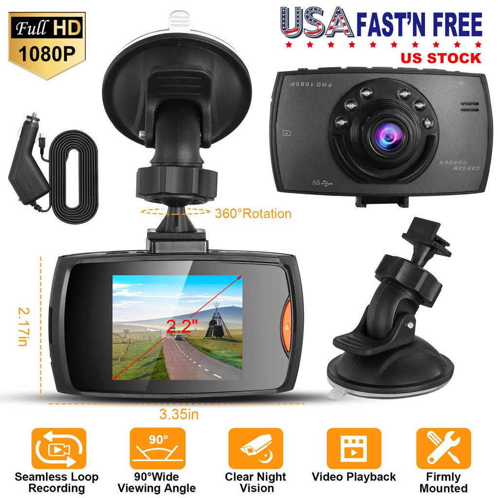1080P Car DVR Camera Dash Cam Camcorder 90° Angle Loop Recording Night Vison