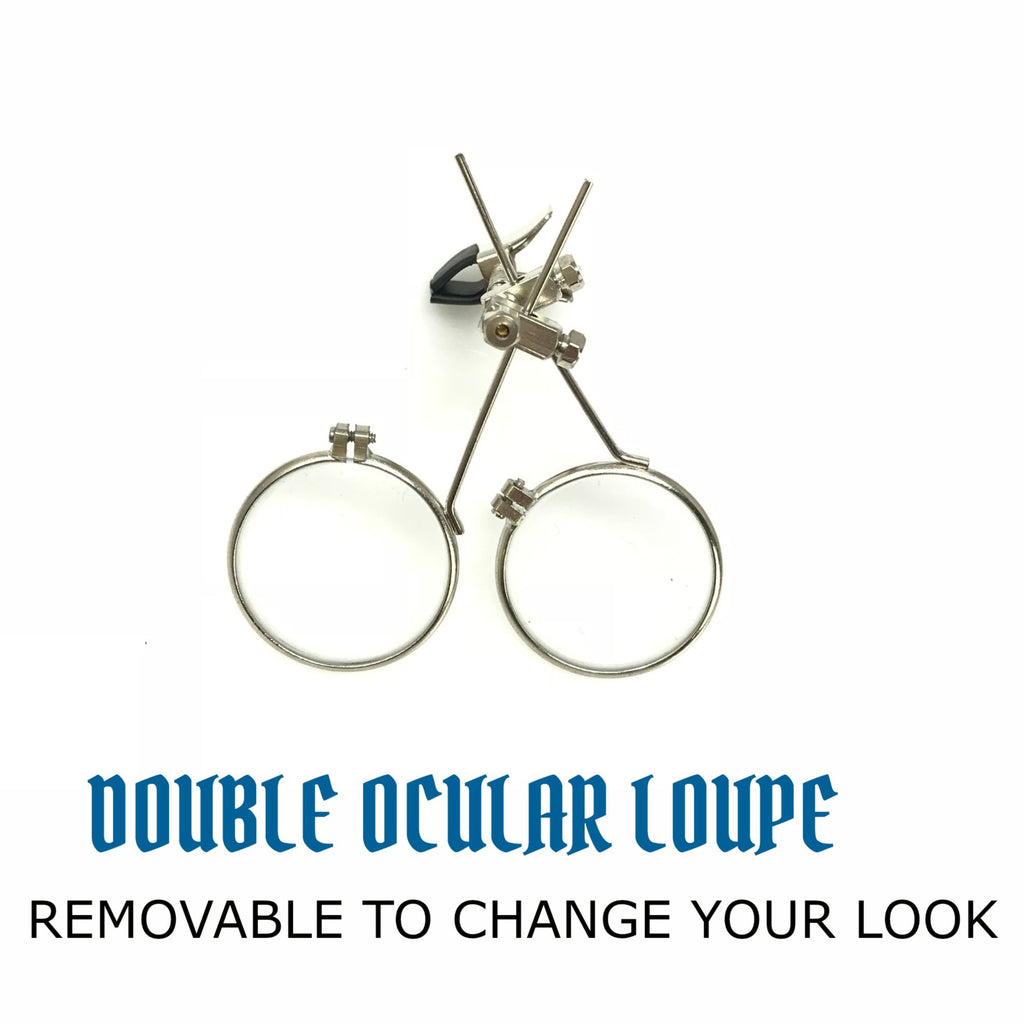 Handmade Steampunk Silver Goggles with Loupes - blue, red, green, clear, purple, black lenses